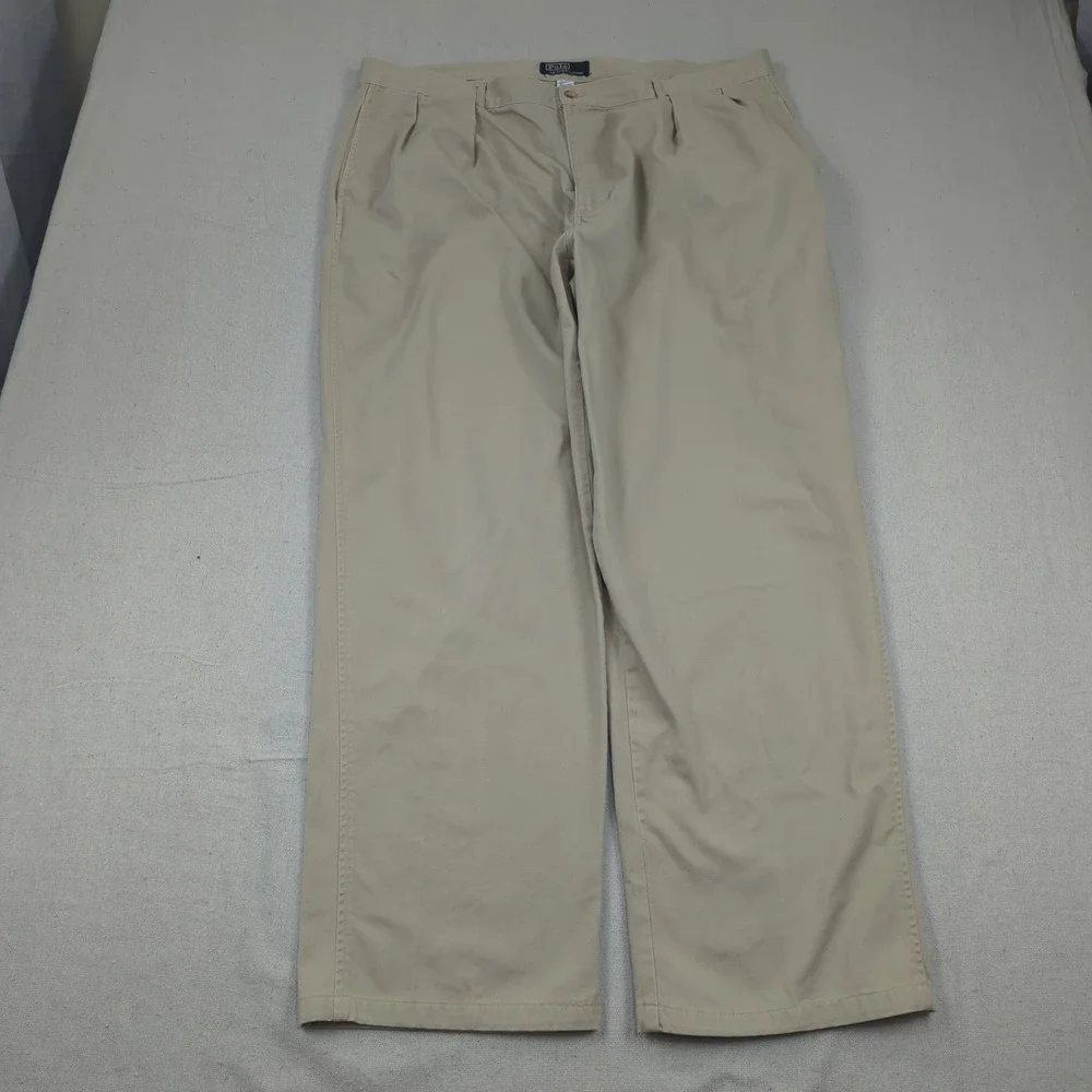 Vintage Polo Ralph Lauren Pants Mens 42x32 Khaki Pleated Preppy